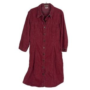 Vintage Territory Ahead Shirt Dress Womens Size 4 Petite Corduroy
